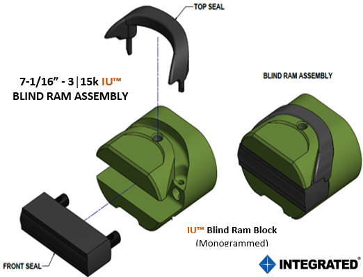IU blind ram assembly