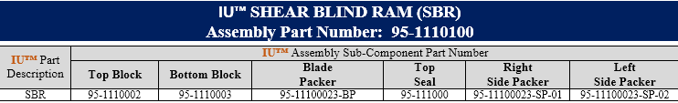 IU™ SHEAR BLIND RAM (SBR)